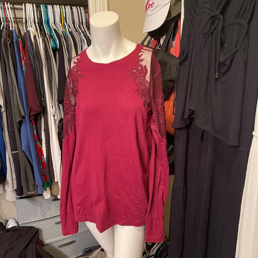 Free People Daniella Embroidered Illusion Top